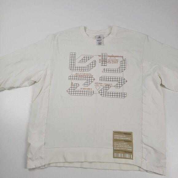 Disney Park Star Command Buzz Lightyear Sweatshirt Beige Light Sweater Medium - Picture 3 of 11